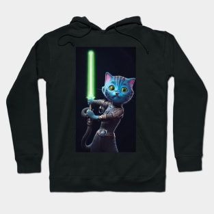 Fun Cat Print ~ AI Art ~ Fantasy Cat ~ Sci-fi Cat ~ Cats with Lightsabers Hoodie